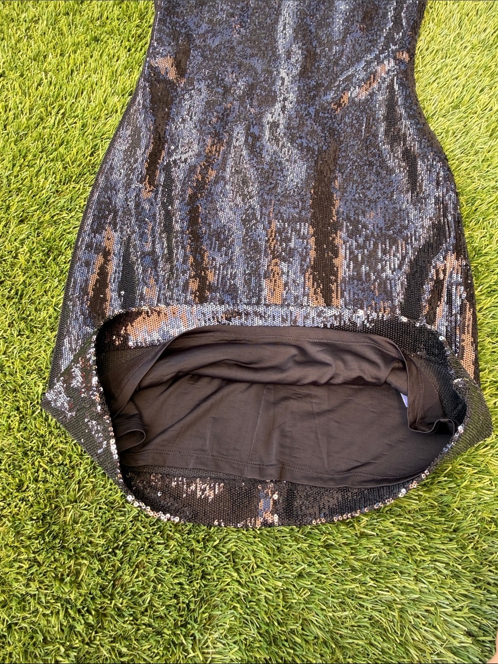 NWT French Connection Refectra Sequin Capped Black/Silver Dress - Picture 9 of 14